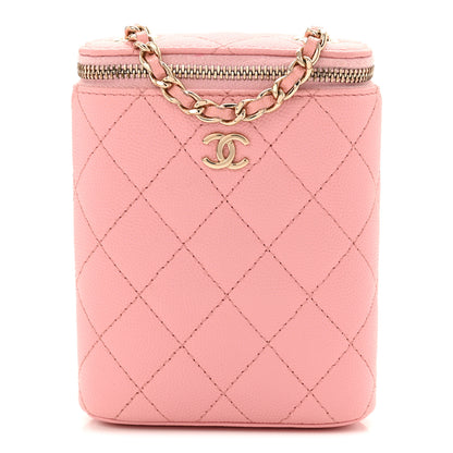 Chanel Caviar Quilted Small Vertical Coco Beauty Vanity Case With Chain Light Pink 1 of 10
