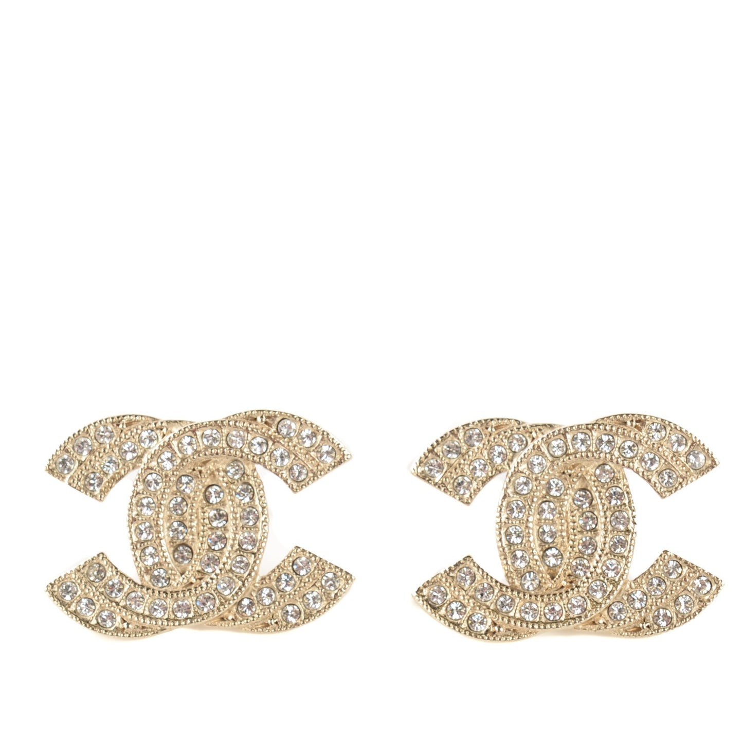 Crystal Double CC Earrings Light Gold