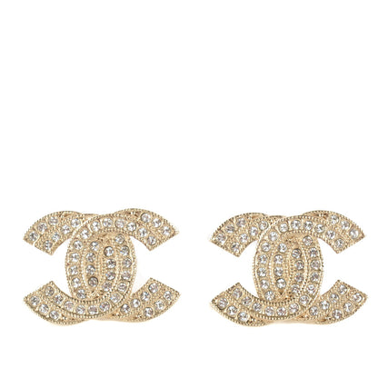 Chanel Crystal Double CC Earrings Light Gold 1 of 4