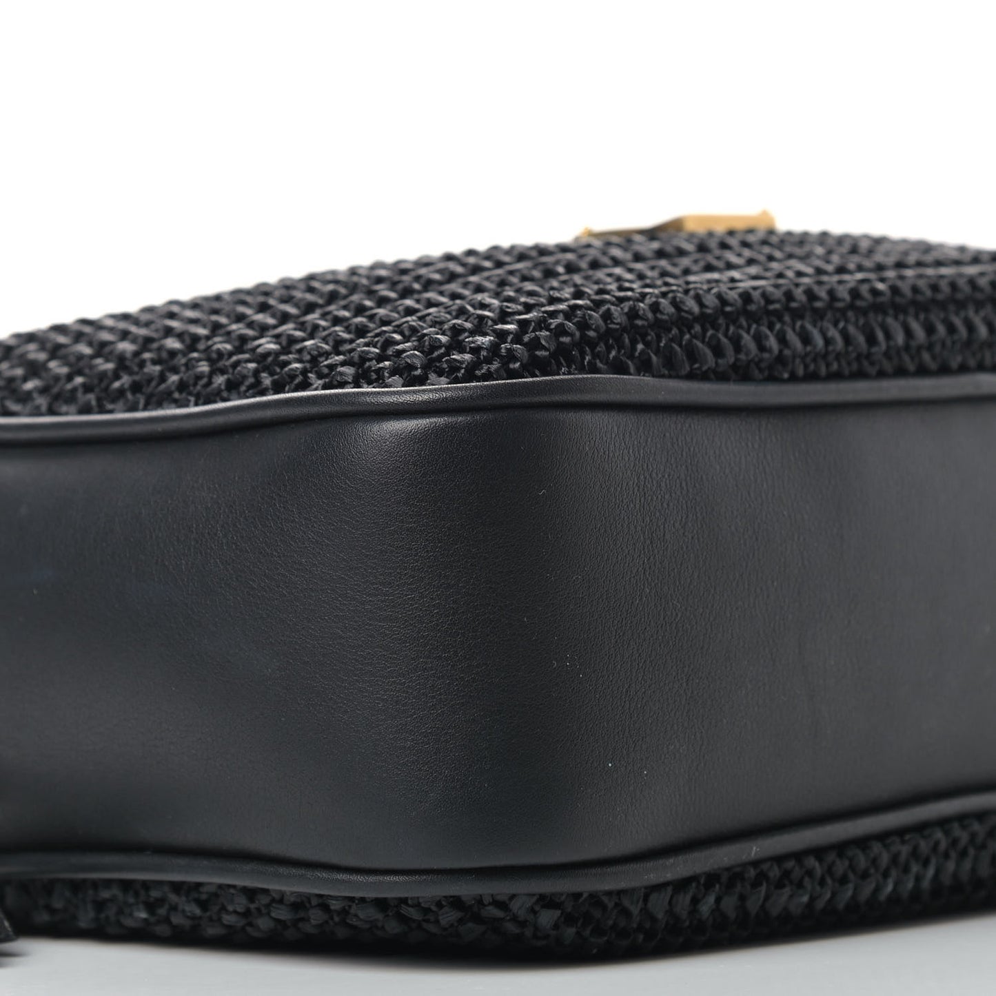 Raffia Canvas Monogram Lou Camera Bag Black