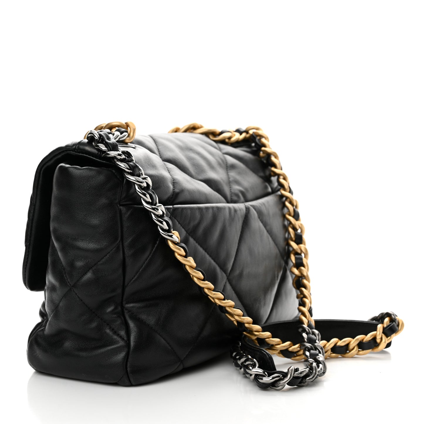 Lambskin Quilted Large Chanel 19 Flap Black
