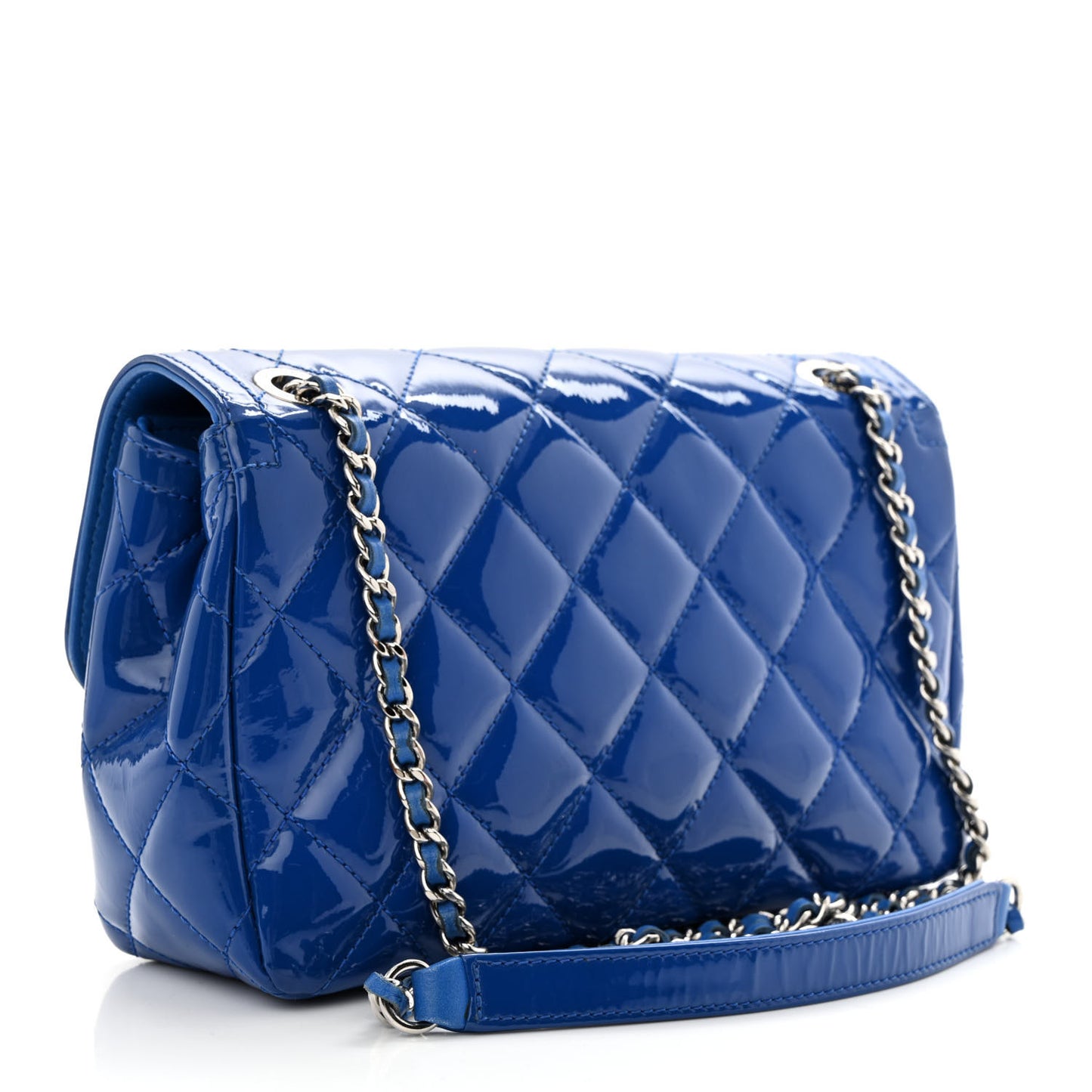 Patent Quilted Small Coco Shine Flap Blue