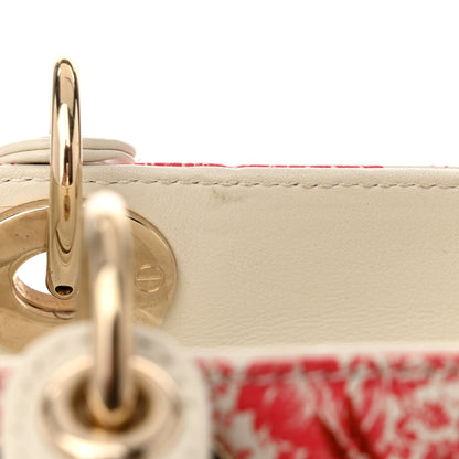 Christian Dior Lambskin Embroidered Floral Toile de Jouy Medium Lady Dior White Red 11 of 11