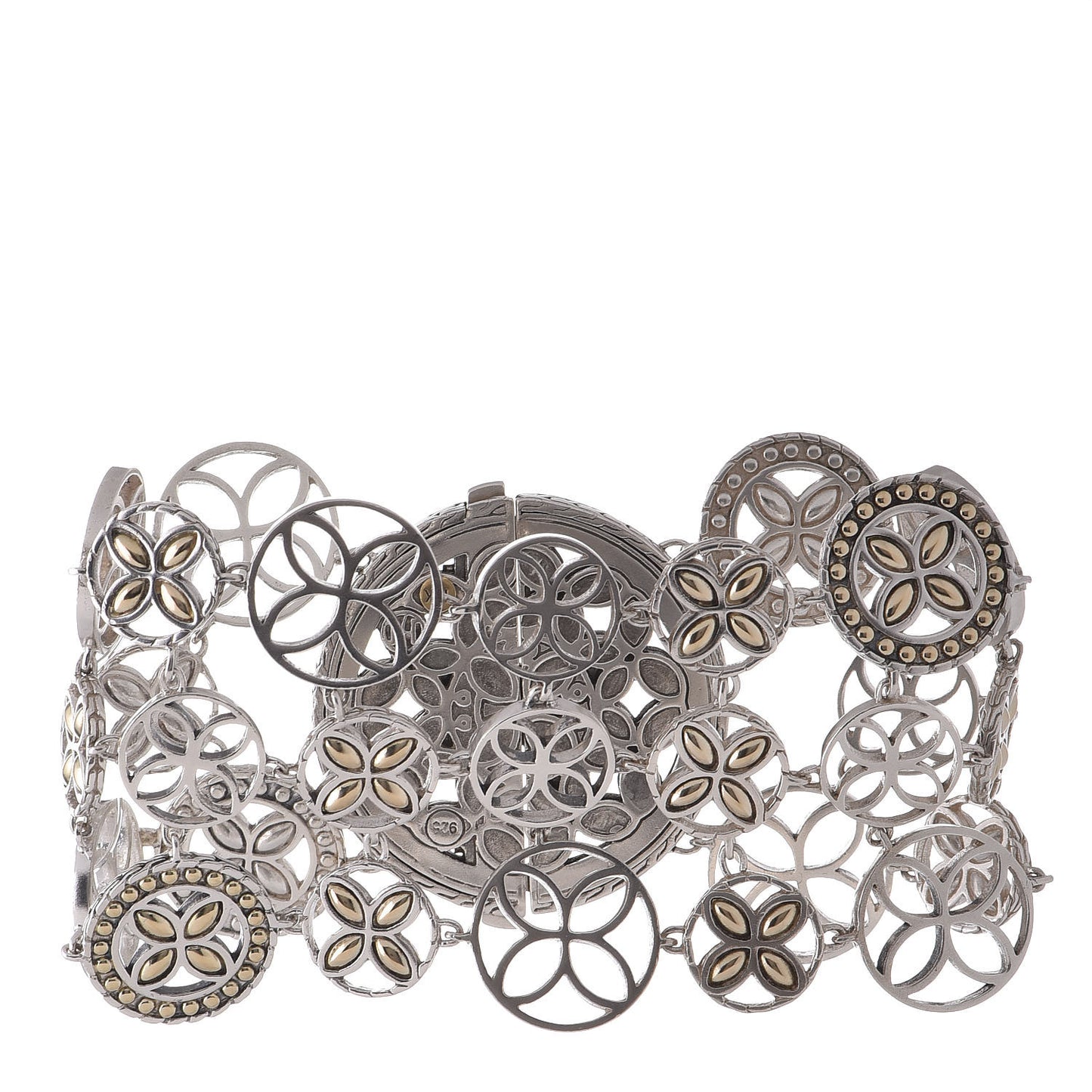 Sterling Silver 18K Yellow Gold Kawung Three Row Bracelet