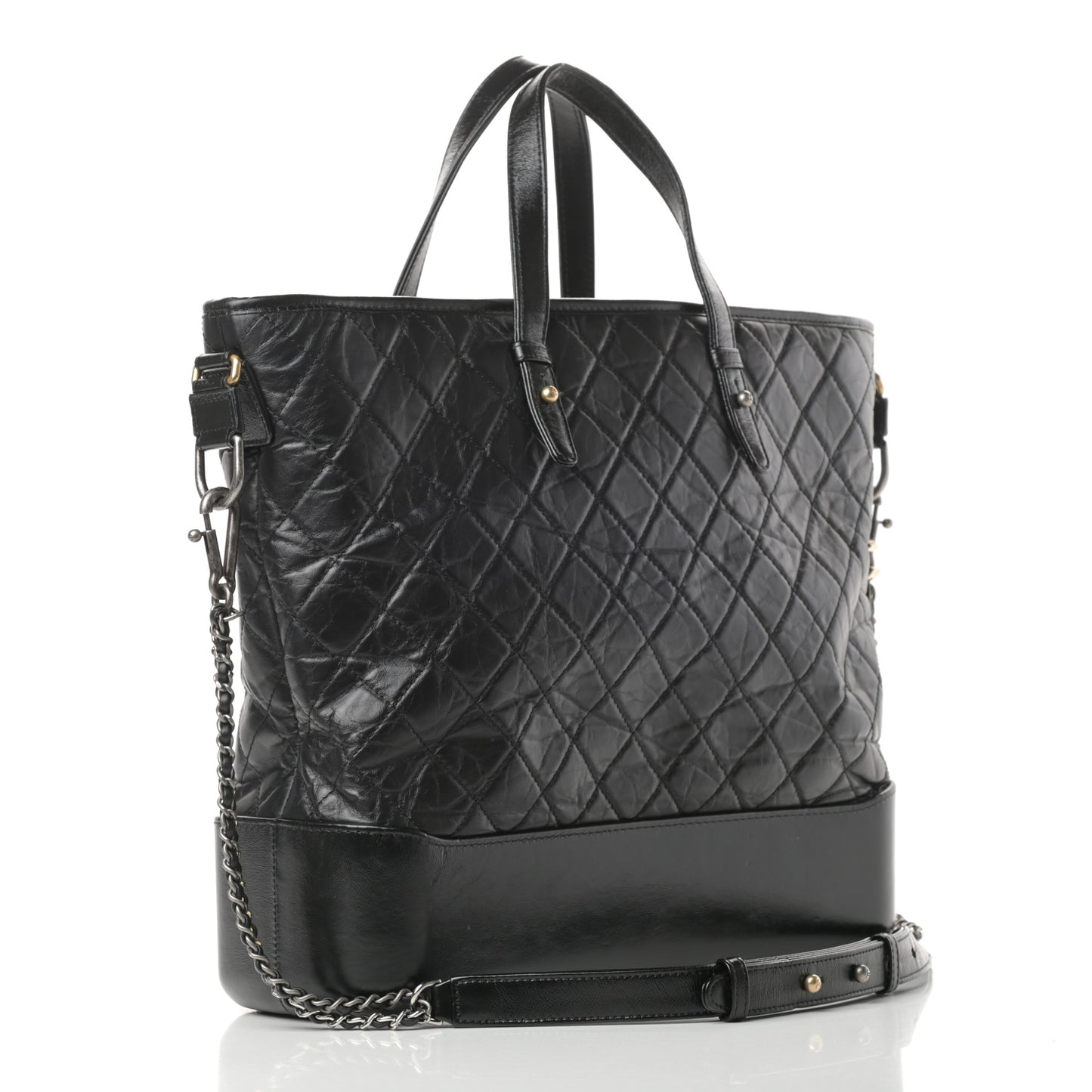 Calfskin Quilted Large Gabrielle Shopping Tote Black
