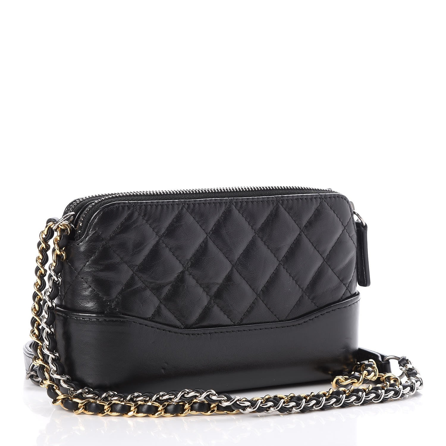 Chanel Aged Calfskin Quilted Small Gabrielle Clutch With Chain Black 3 of 9