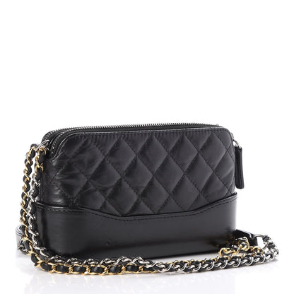 Chanel Aged Calfskin Quilted Small Gabrielle Clutch With Chain Black 3 of 9