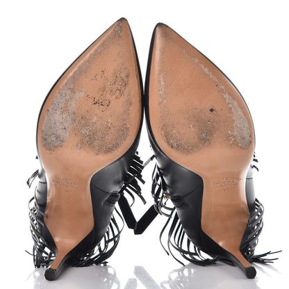 Valentino Garavani Calfskin Rockee Fringe Ankle Boots 36 Black 7 of 13