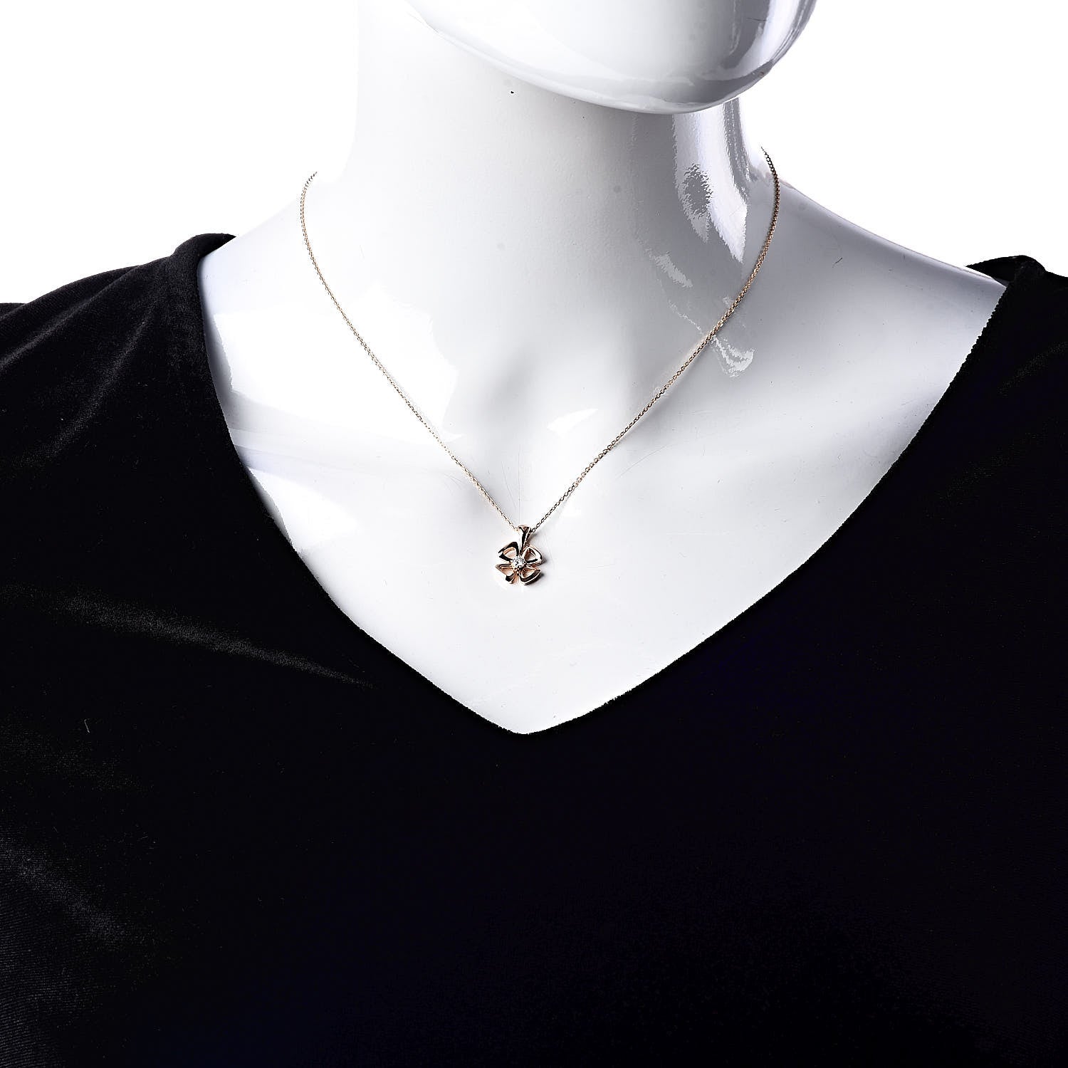 Bulgari 18K Rose Gold Diamond Fiorever Pendant Necklace 2 of 5