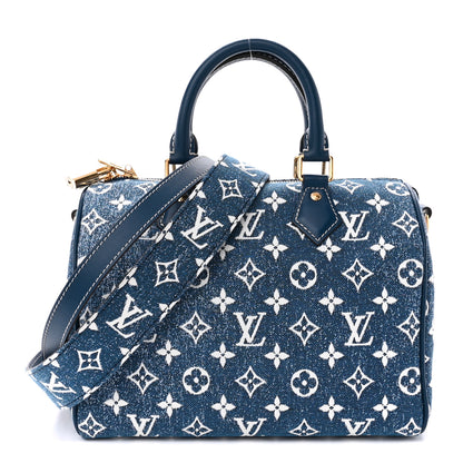 Louis Vuitton Monogram Jacquard Denim Speedy Bandouliere 25 Bleu 1 of 9