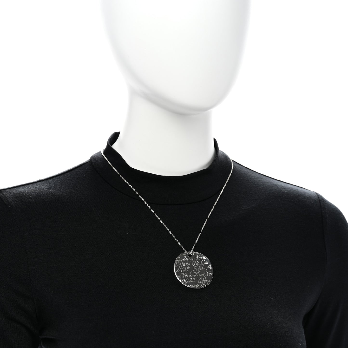 Sterling Silver Notes Round Pendant Necklace
