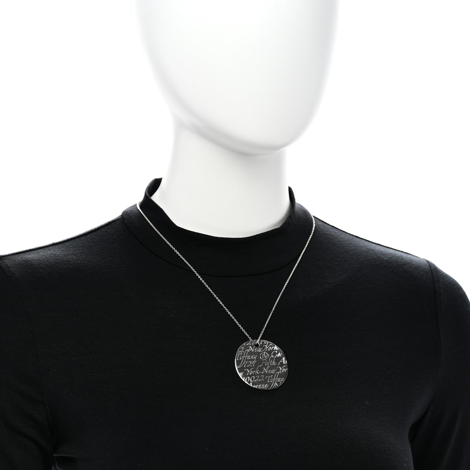 Tiffany Sterling Silver Notes Round Pendant Necklace 2 of 5