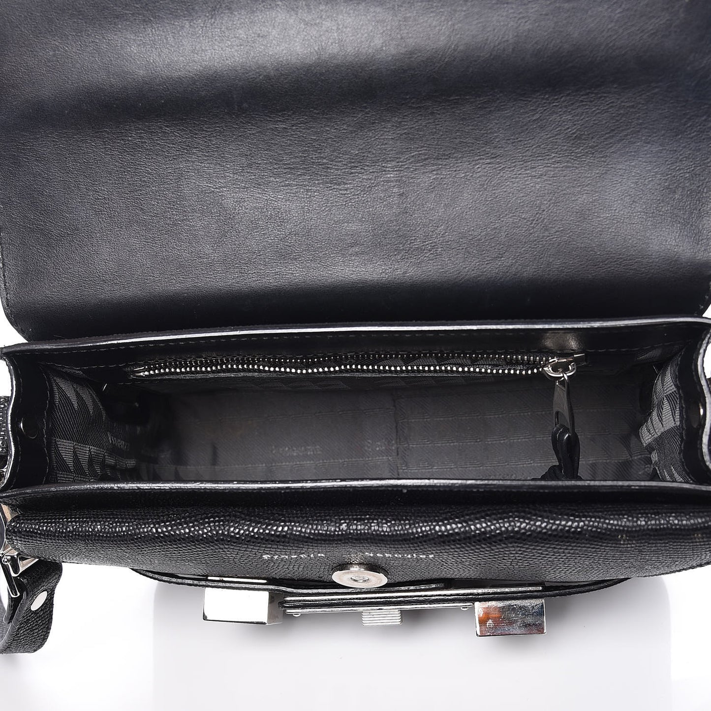 Calfskin Lizard Embossed Mini PS11 Classic Shoulder Bag Black