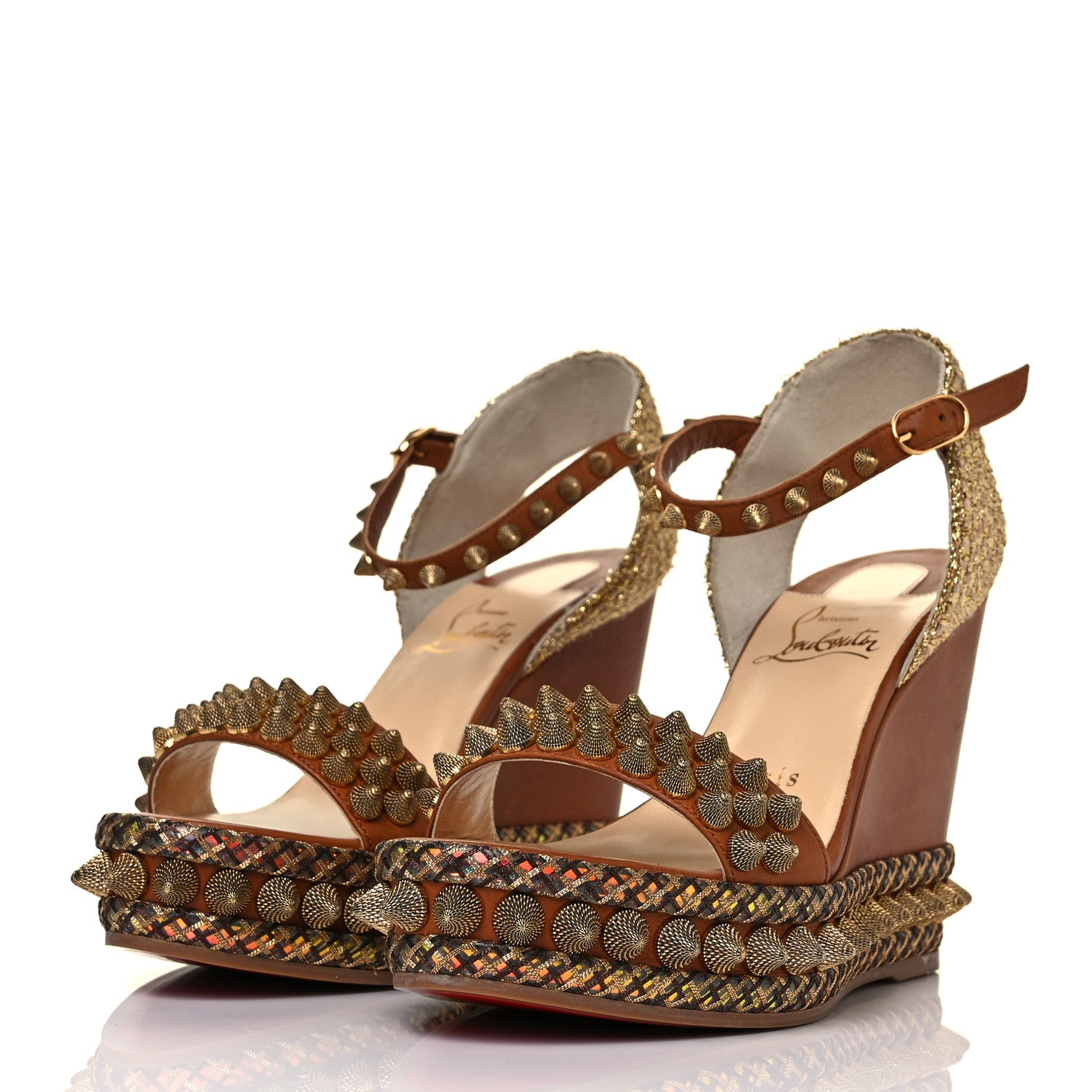 Christian Louboutin Calfskin Cordorella 110 Wedge Sandals 36 Version Cuoio 3 of 8