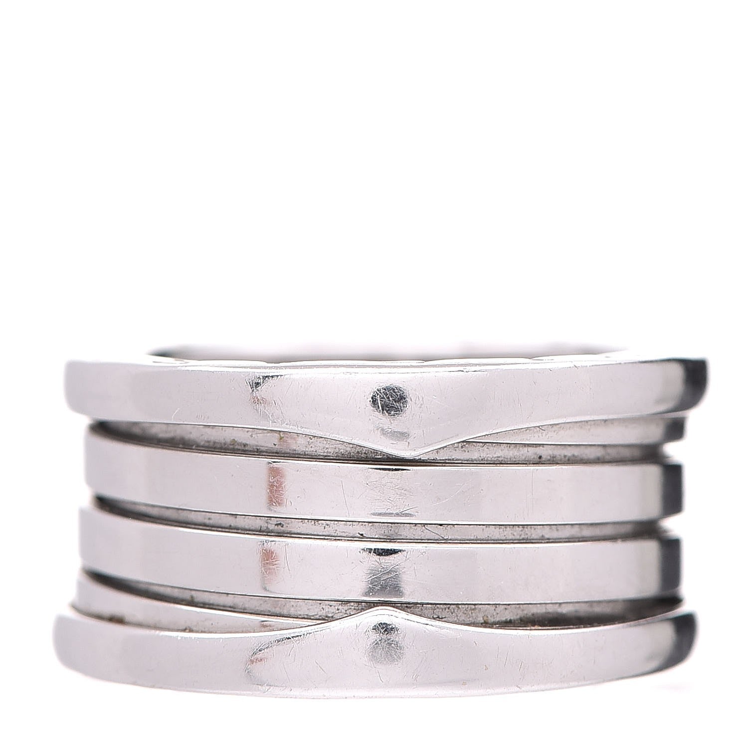 Bulgari 18K White Gold B.Zero1 4 Band Ring 52 6 1 of 12