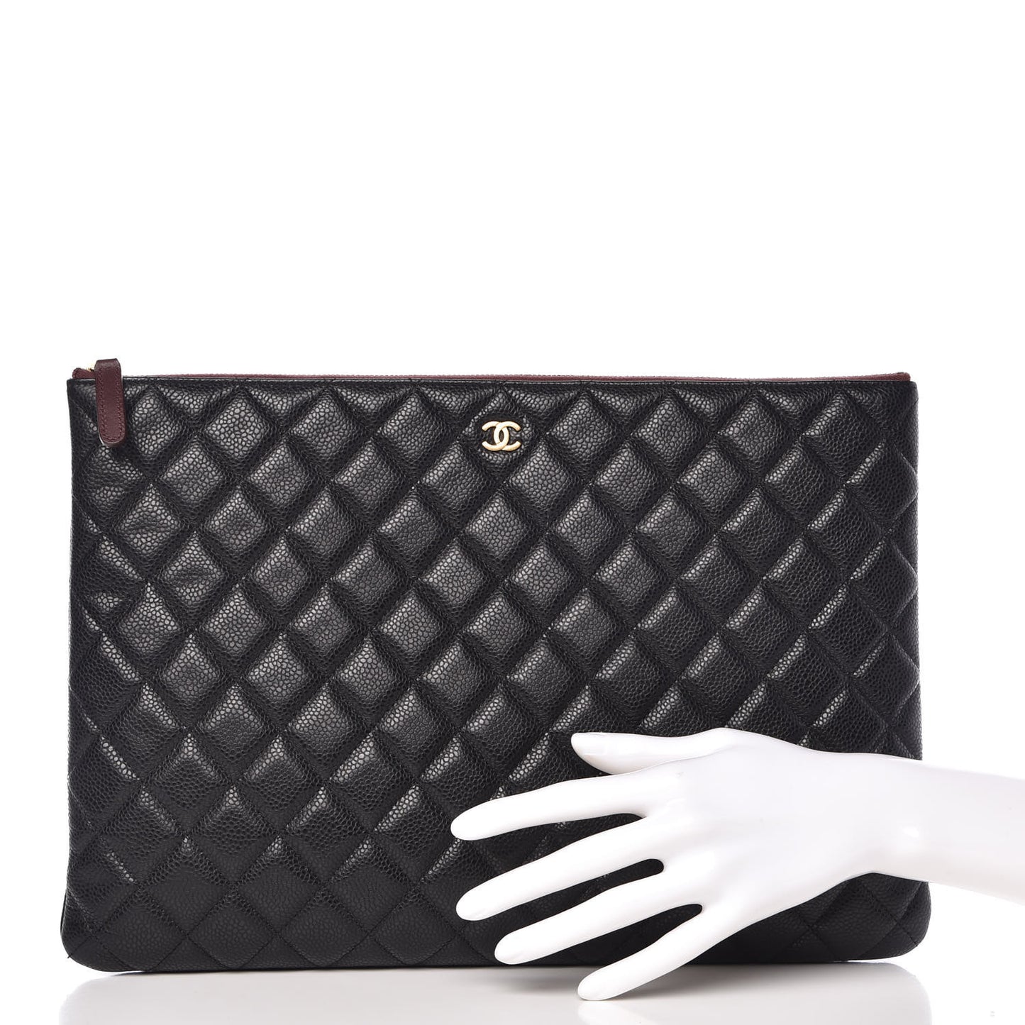 Caviar Quilted Large Cosmetic Case Black