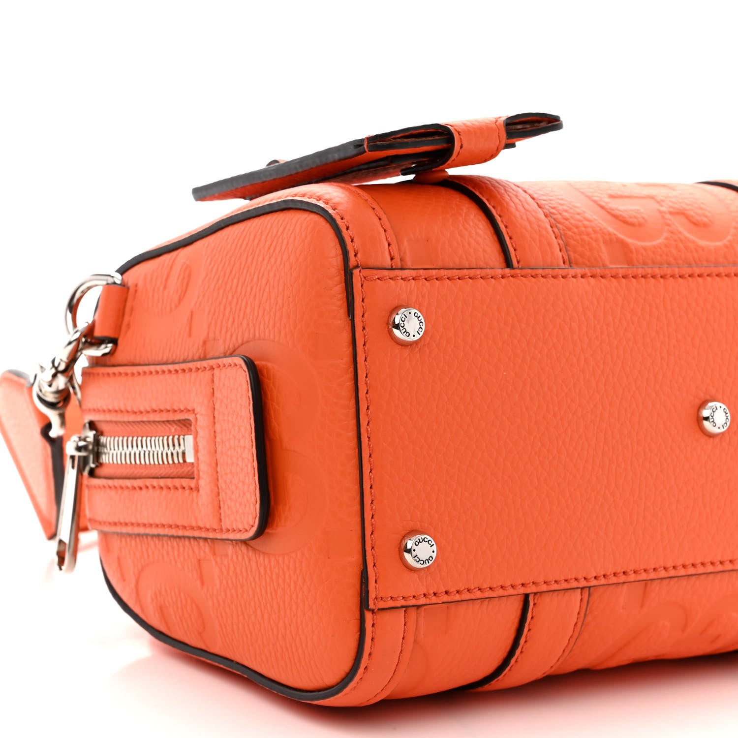 Gucci Piuma Calfskin Jumbo GG Embossed Mini Duffle Bag Good Orange 9 of 10