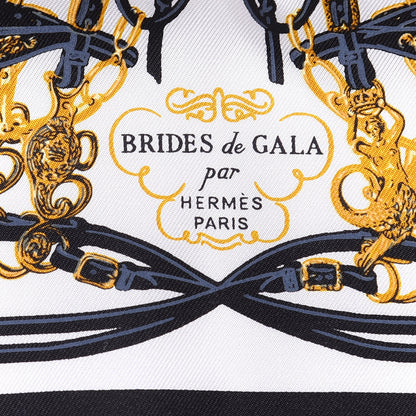 Hermes Silk Brides de Gala Nano Scarf 20 Black White Or 2 of 4