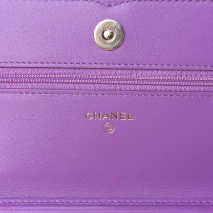 Chanel Caviar Quilted CC Filigree Wallet On Chain WOC Purple 8 of 12