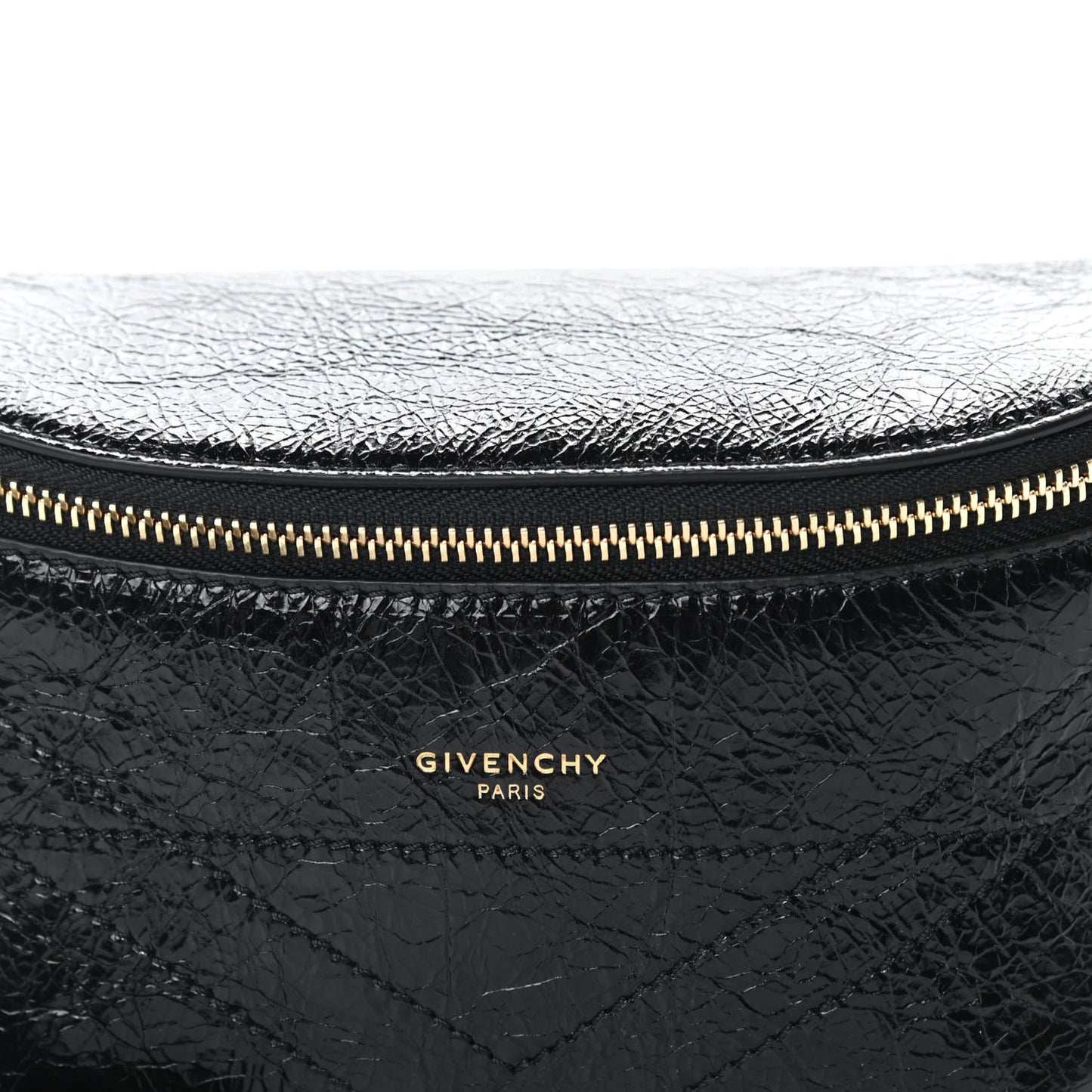 Crackle Calfskin ID Belt Bag Black