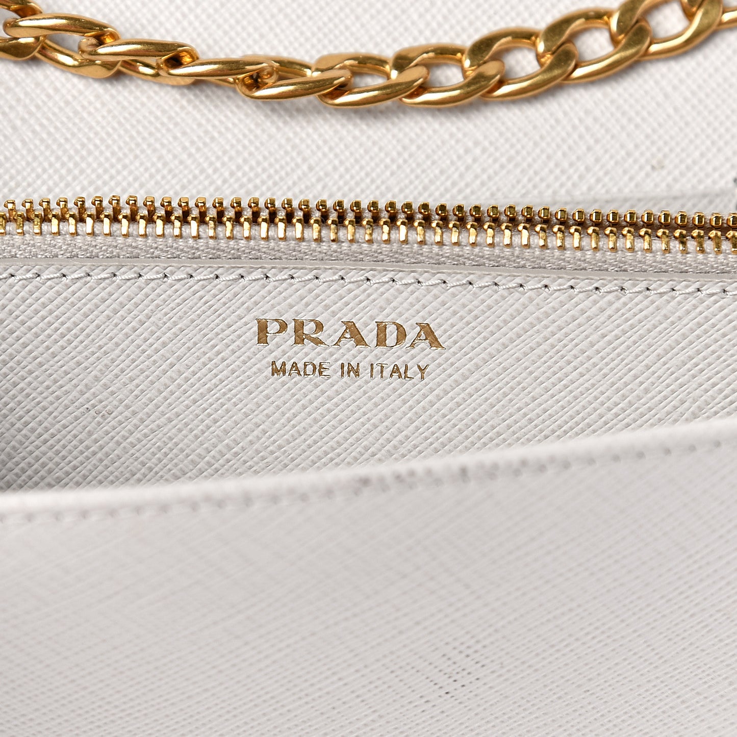 Saffiano Lux Chain Wallet White