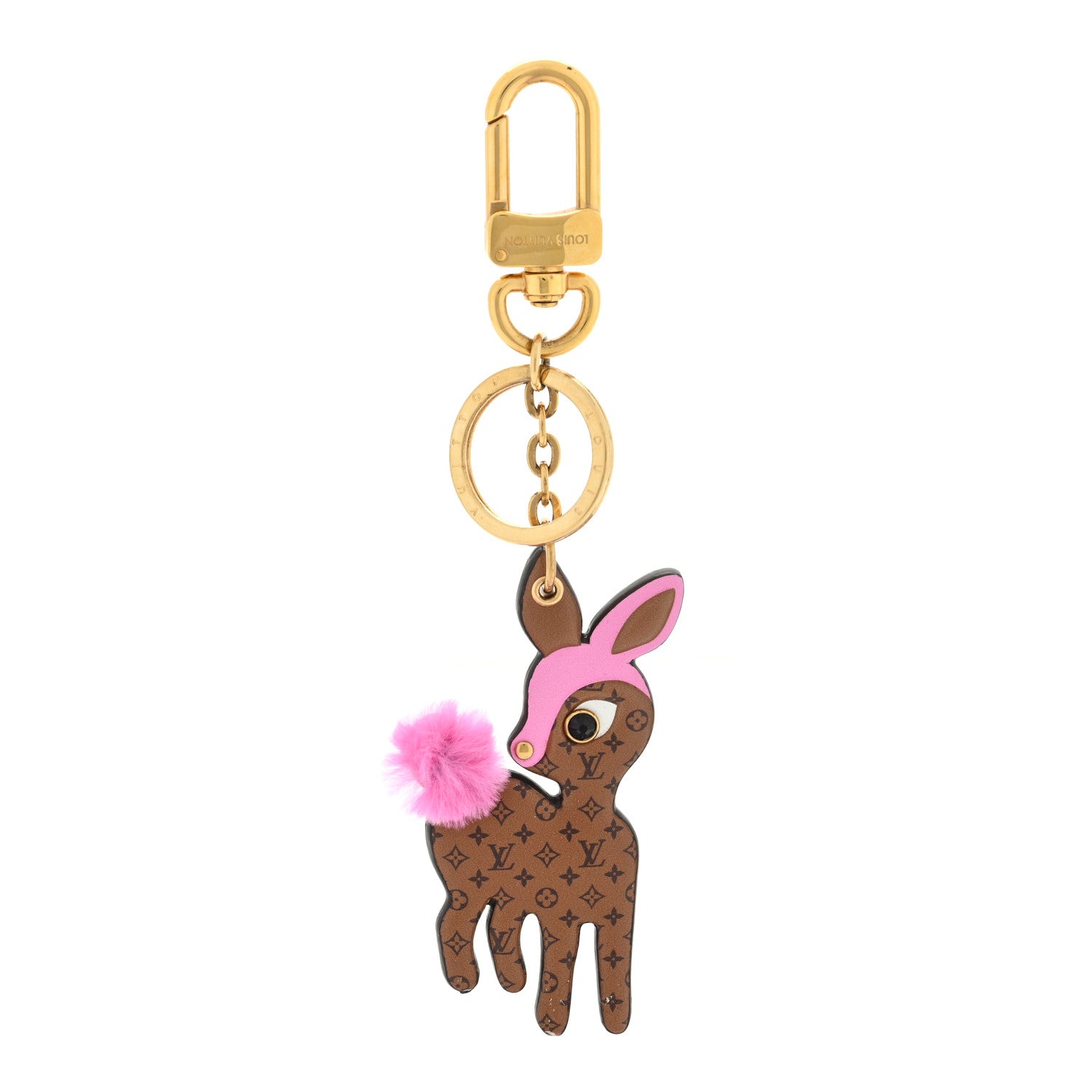 Louis Vuitton Calfskin Superstition Deer Bag Charm Key Holder Rose 1 of 3