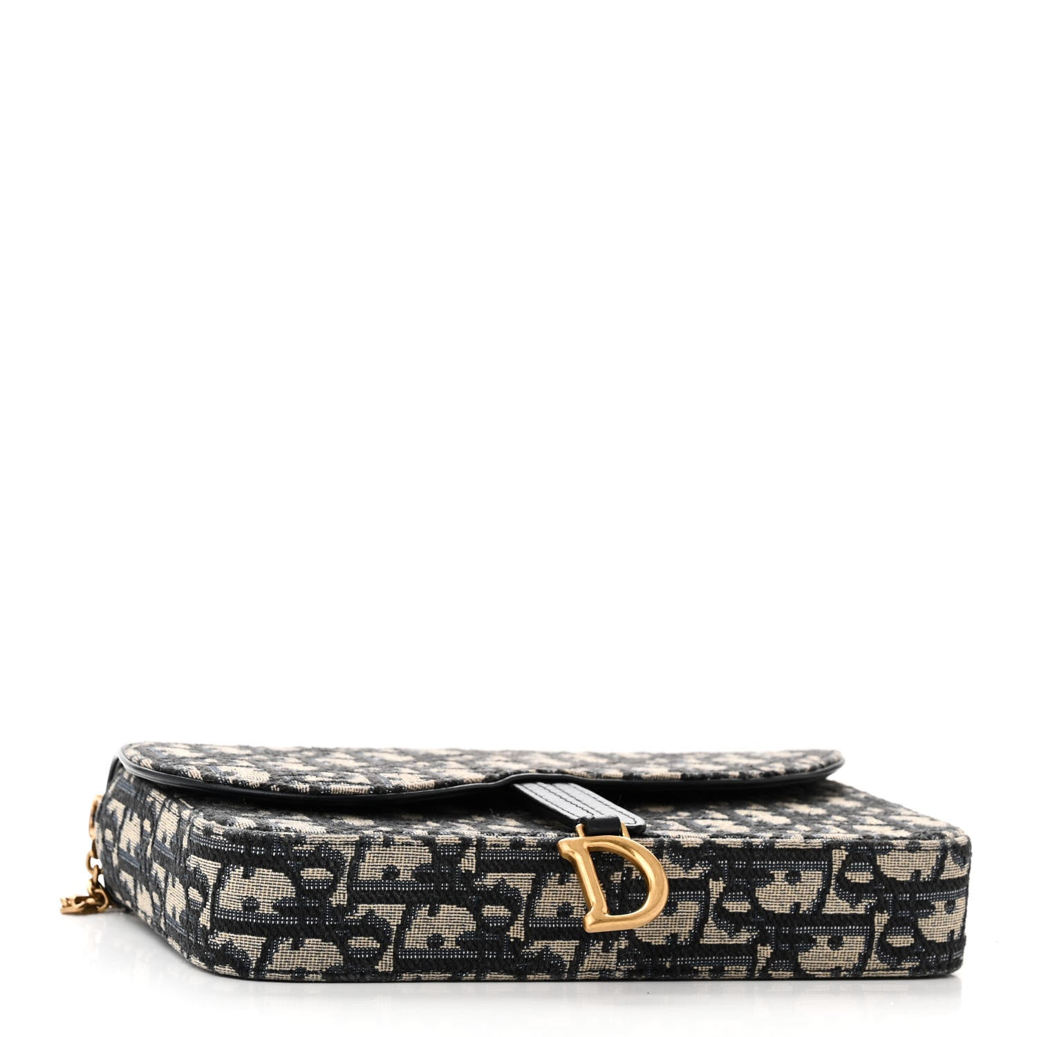 Christian Dior Oblique Saddle Chain Pouch Blue 4 of 11