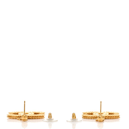 Chanel CC Drop Earrings Matte Gold 3 of 6