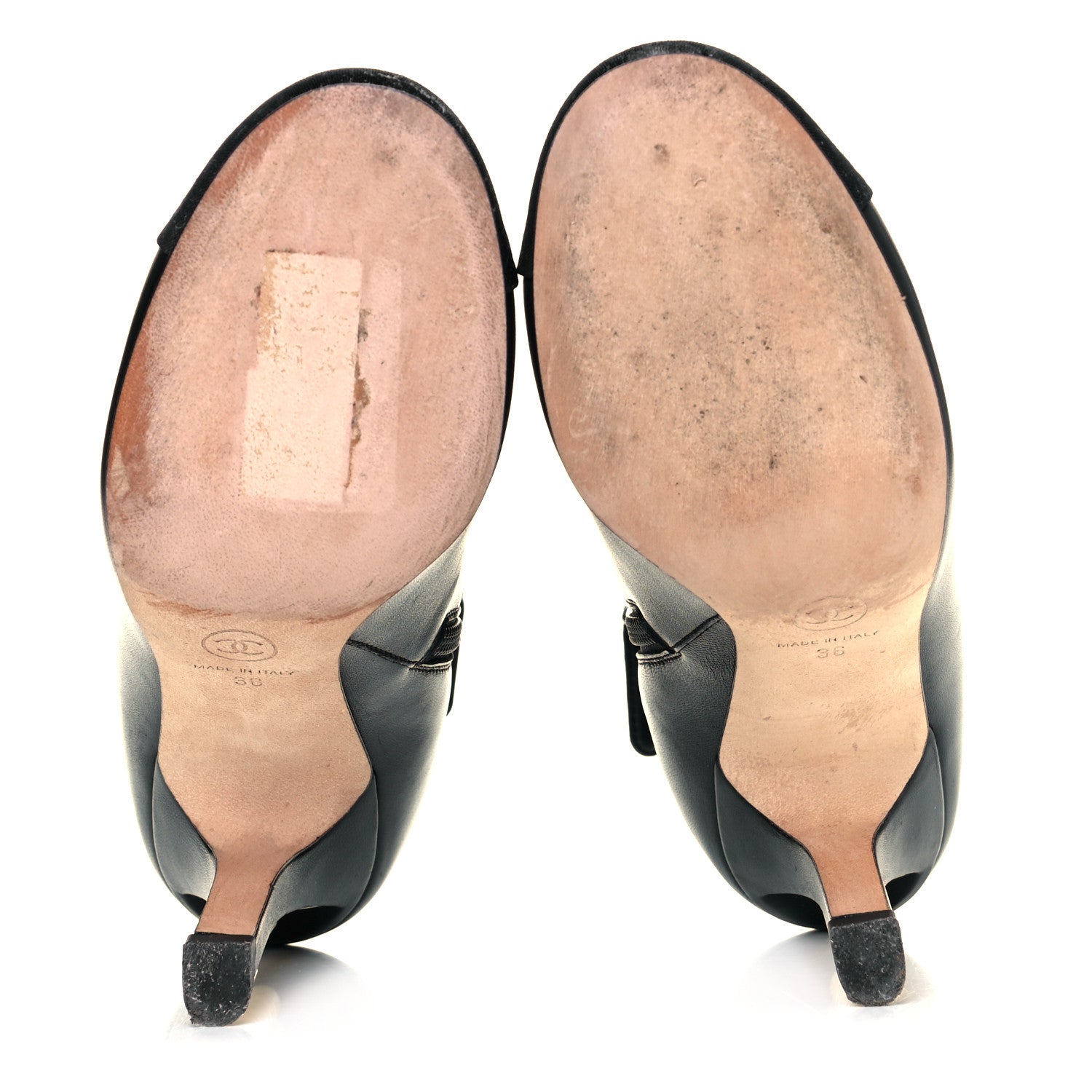 Chanel Lambskin Grosgrain Pearl Cap Toe Boots 36 Black 6 of 10