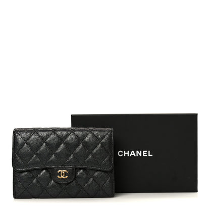 Chanel Iridescent Caviar Quilted Medium Flap Wallet Black 10 of 10
