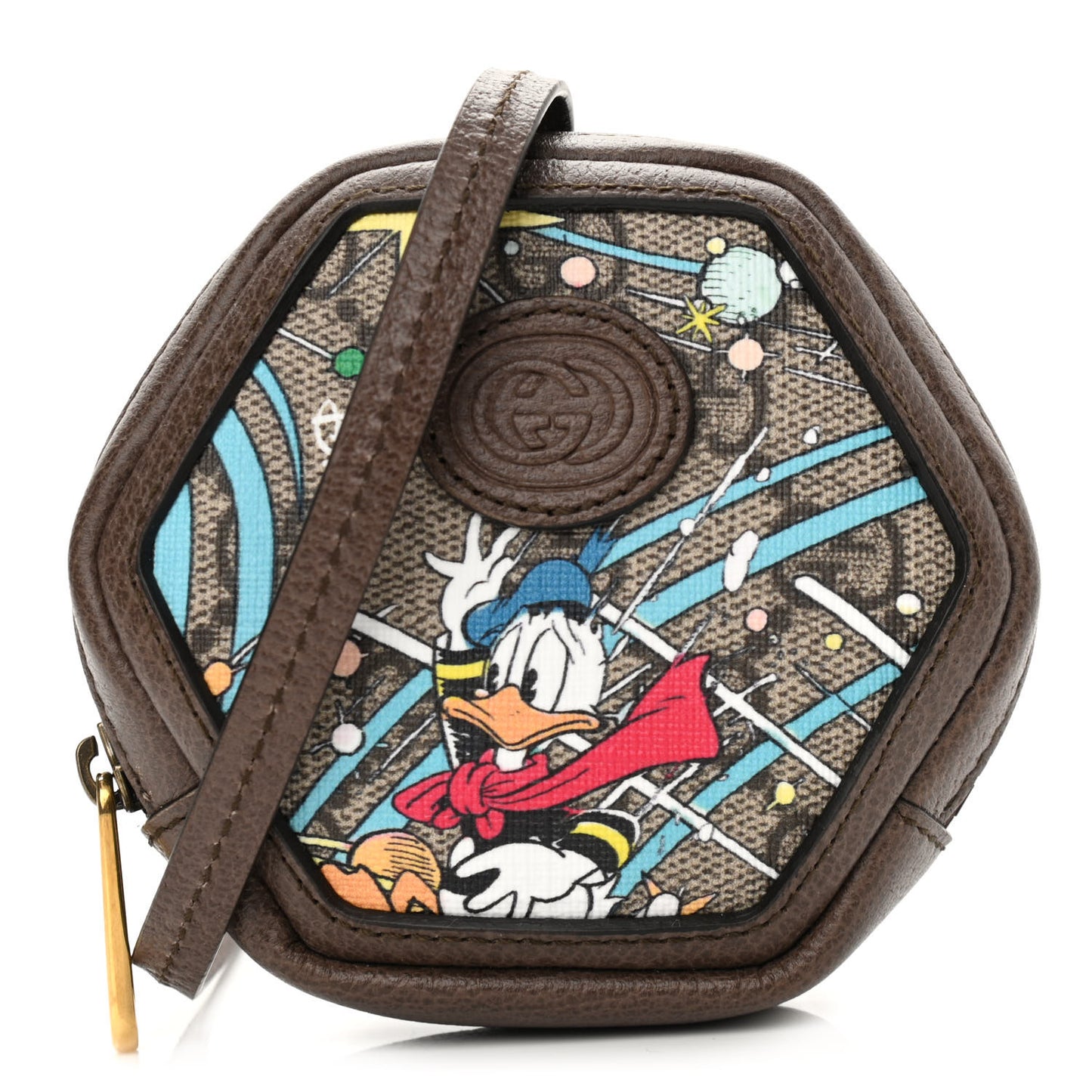 X DISNEY GG Supreme Monogram Donald Duck Interlocking G Coin Pouch Beige Multicolor New Acero