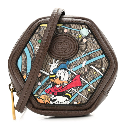 Gucci X DISNEY GG Supreme Monogram Donald Duck Interlocking G Coin Pouch Beige Multicolor New Acero 1 of 10
