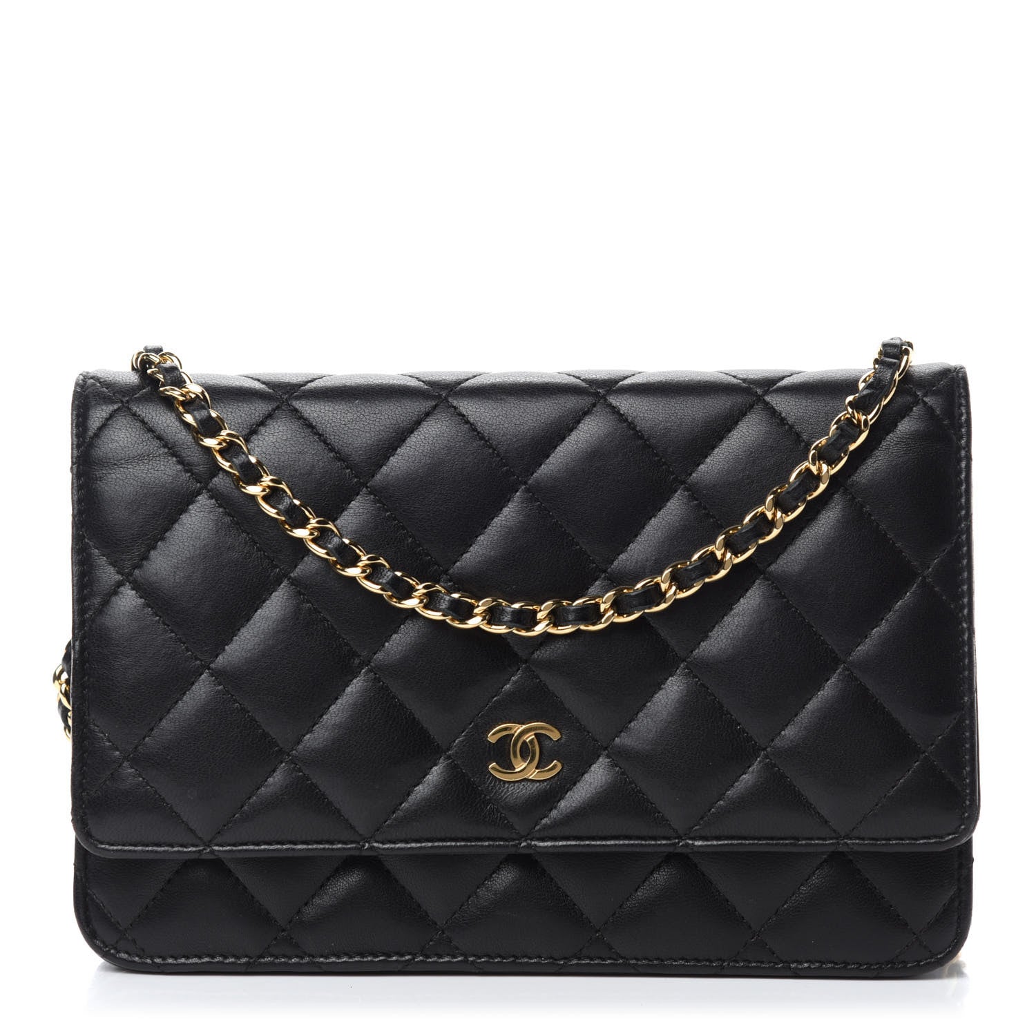 Chanel Lambskin Quilted Wallet On Chain WOC Black 1 of 13