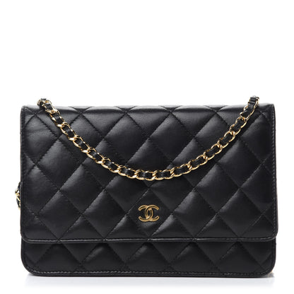 Chanel Lambskin Quilted Wallet On Chain WOC Black 1 of 13