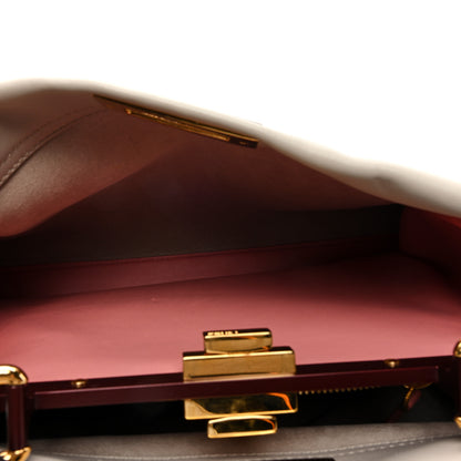 Fendi Vitello Seta Shiny Nappa Medium Peekaboo Iconic Satchel Grigio Polvere Bois de Rose 5 of 9