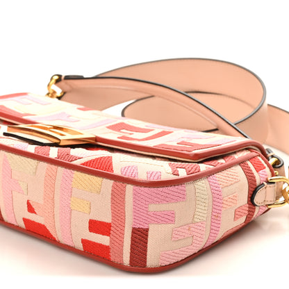 Fendi Canvas Vitello King FF Embroidered Baguette Rosa Quarzo Bloody Mary Multicolor 9 of 9
