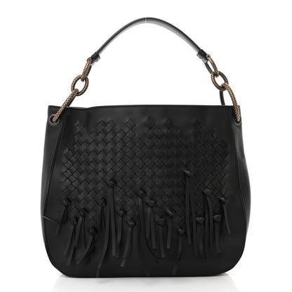 Bottega Veneta Nappa Intrecciato Fringe Brio Loop Hobo Black 3 of 14