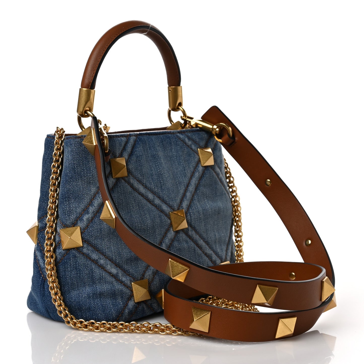 Denim Small Roman Stud The Handle Bag Light Denim Selleria