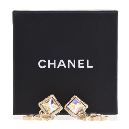 Chanel Iridescent Baguette Crystal CC Drop Earrings Gold 5 of 5