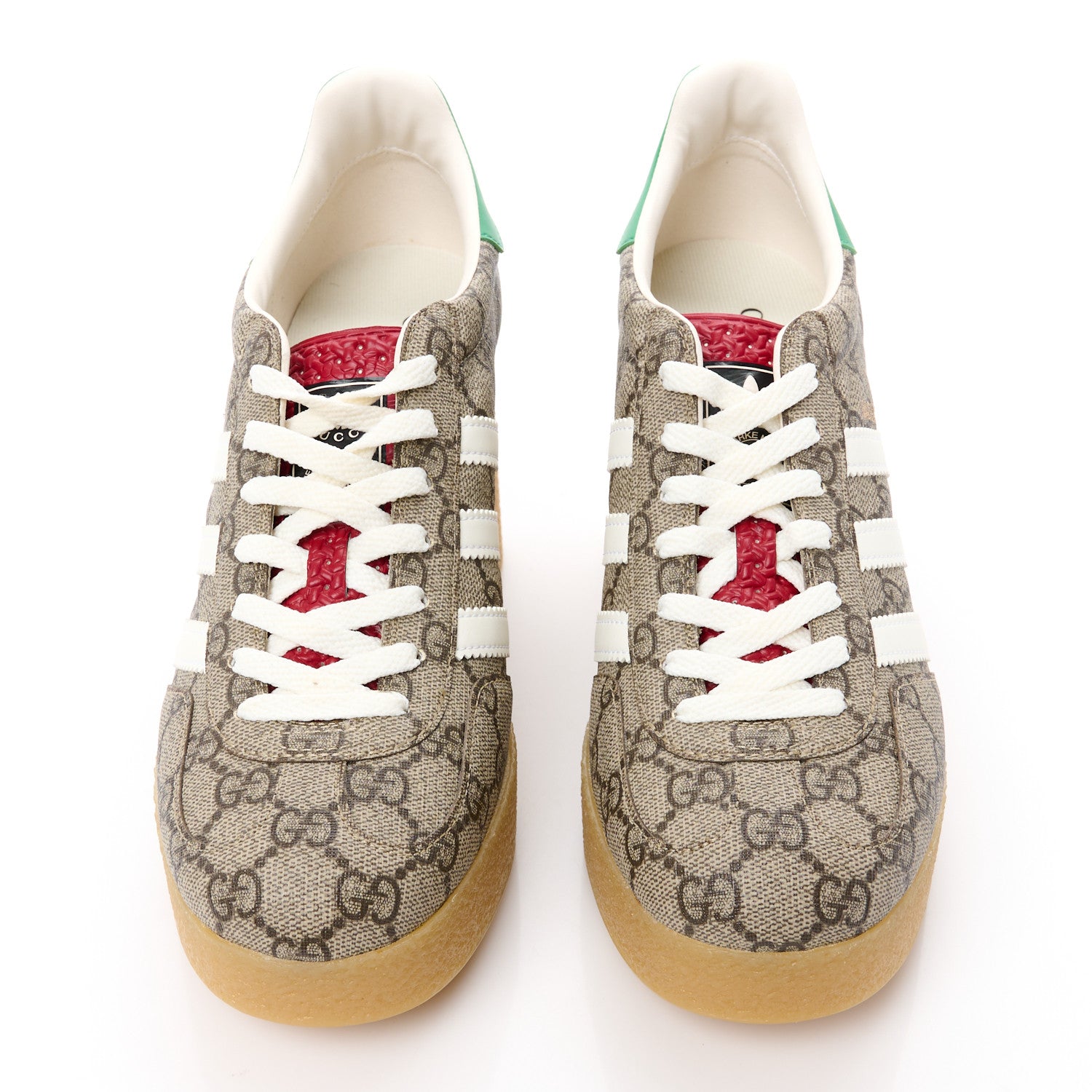 Gucci X ADIDAS GG Supreme Monogram Gazelle Wedge Sneakers 41 Beige Ebony Off White New Shamarock 2 of 9