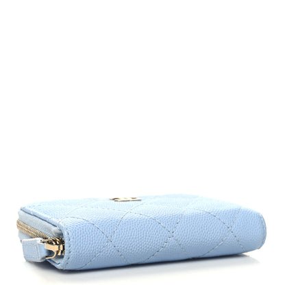 Chanel Caviar Quilted Zip Coin Purse Light Blue 4 of 9