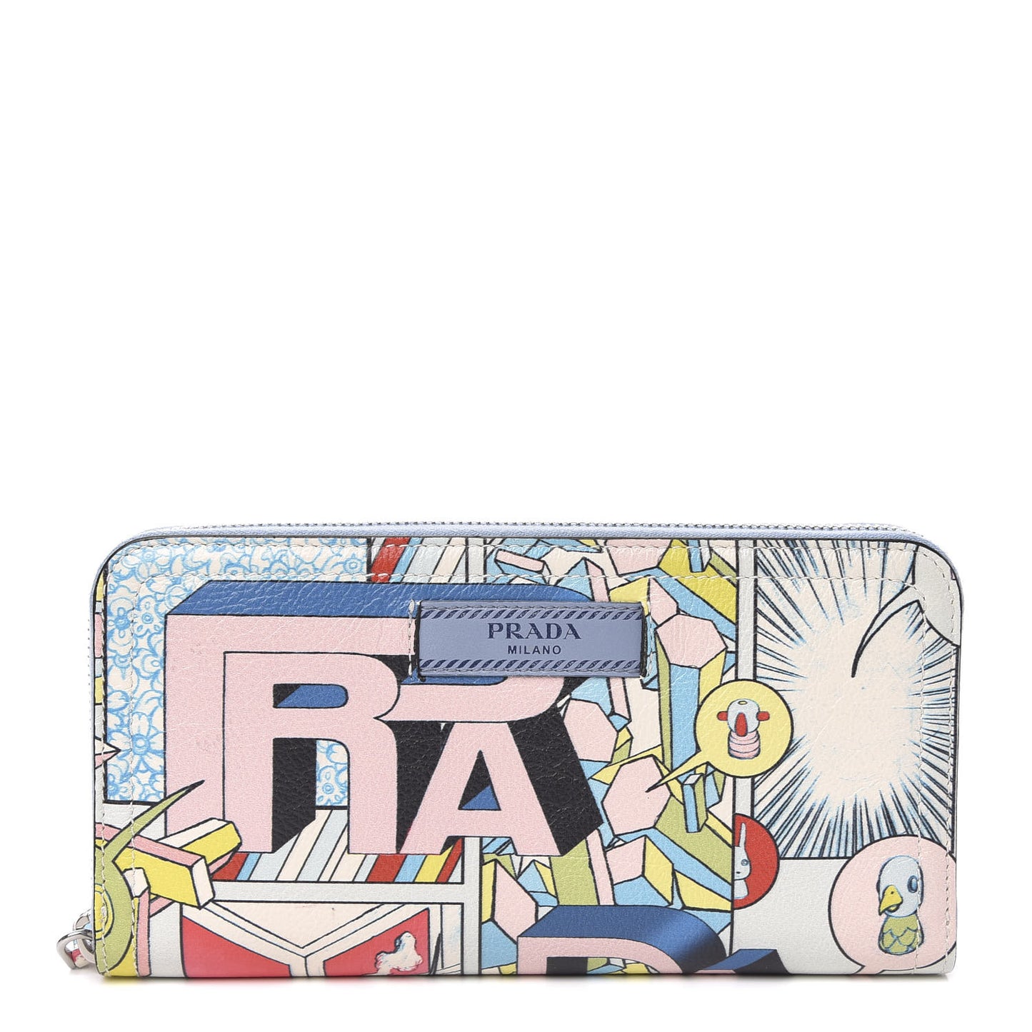 X JAMES JEAN Glace Calf Comic Print Zip Around Wallet Cielo Astral