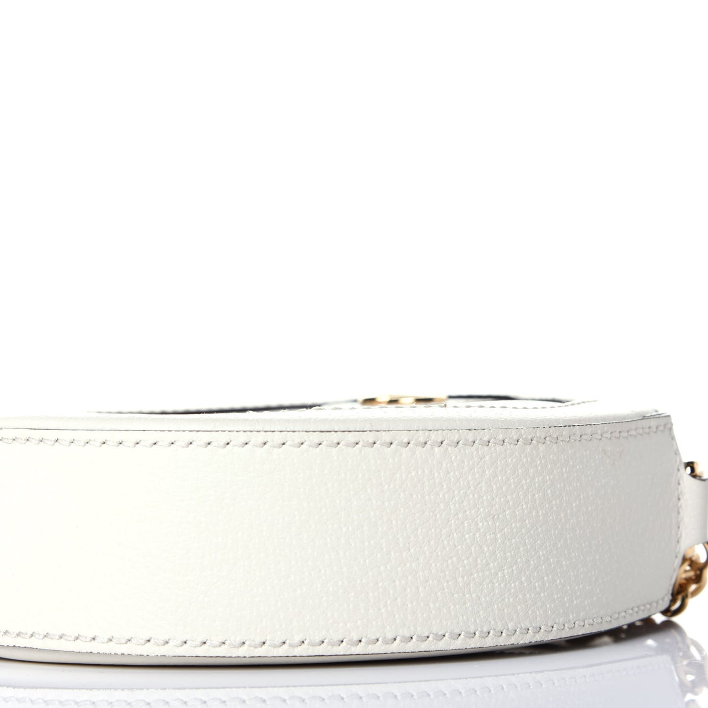 Textured Calfskin Web Mini Ophidia Round Shoulder Bag Mystic White