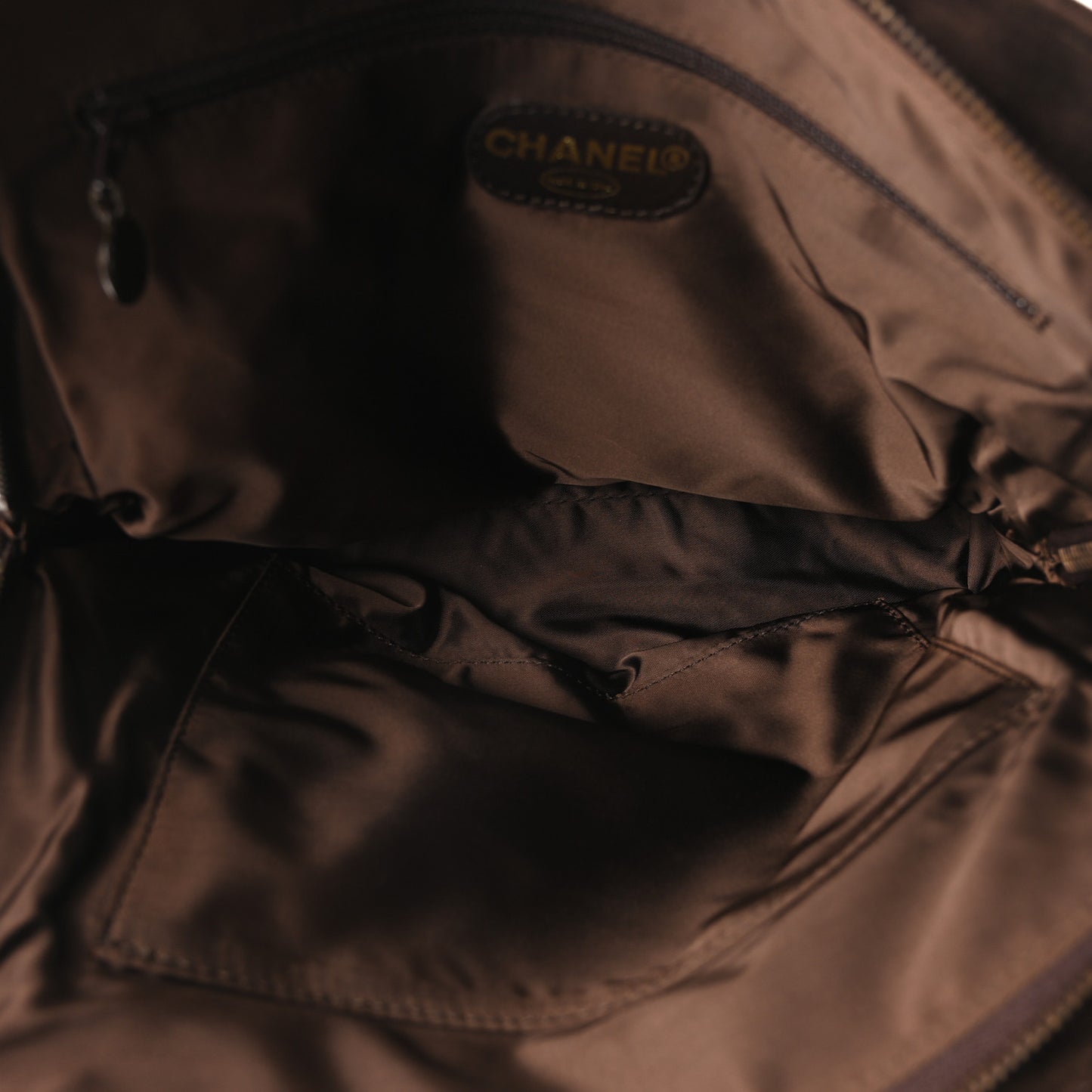 Suede Shopping Chain Tote Brown