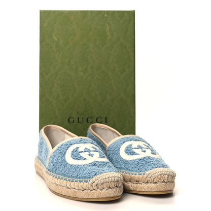 Gucci Terry Cloth Interlocking G Espadrilles 38 Sweet Blue Dusty White Beige 8 of 8
