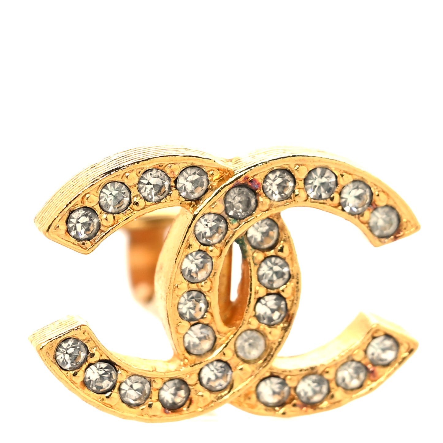 Crystal CC Clip on Earrings Gold