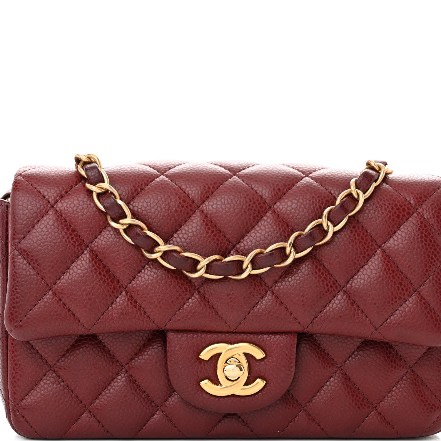 Chanel Caviar Quilted Mini Rectangular Flap Dark Red 8 of 11