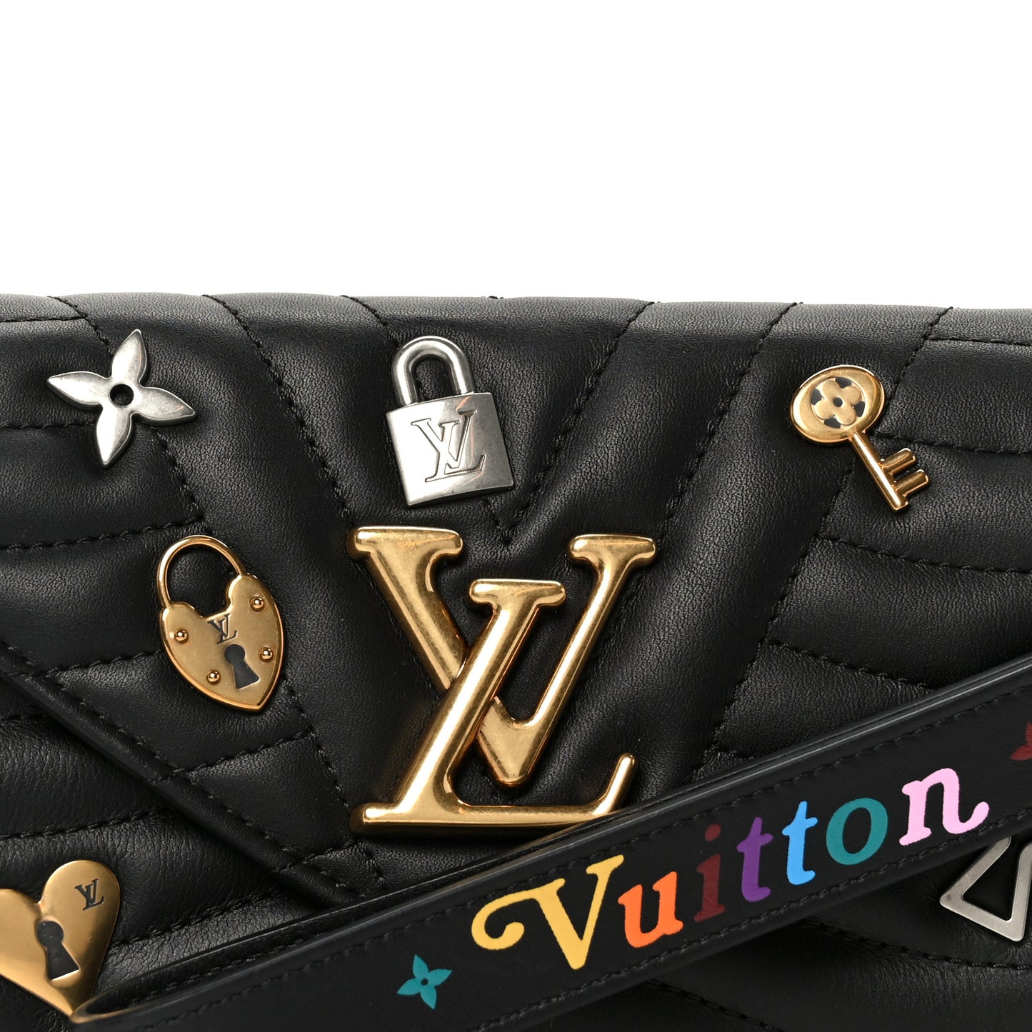 Calfskin Love Lock New Wave Long Wallet Black