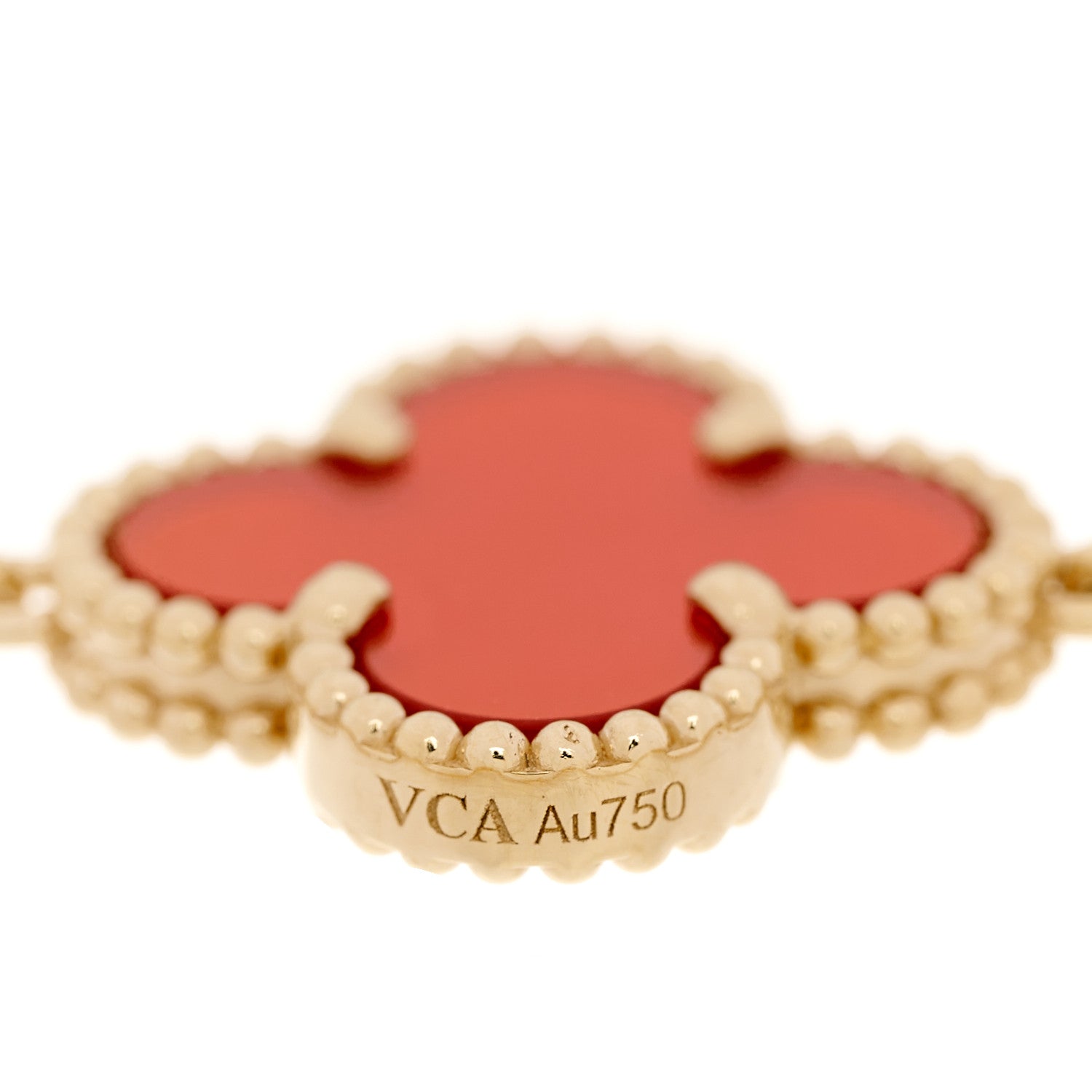 Van Cleef & Arpels 18K Yellow Gold Carnelian 5 Motifs Vintage Alhambra Bracelet 4 of 7