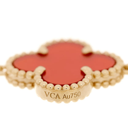 Van Cleef & Arpels 18K Yellow Gold Carnelian 5 Motifs Vintage Alhambra Bracelet 4 of 7